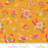 Image of Sitara Davina Dijon quilting cotton fabric by Crystal Manning for Moda Fabrics. Features flowers on a yellow background. Cute Little Fabric Shop.