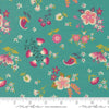 Image of Sitara Davina Blue Chill quilting cotton fabric by Crystal Manning for Moda Fabrics. Features flowers on a blue background. Cute Little Fabric Shop.