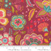 Image of Sitara Jasmine Rose Wine quilting cotton fabric by Crystal Manning for Moda Fabrics. Features flowers on a pink background. Cute Little Fabric Shop.