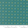 Image of Sitara Floret Lagoon quilting cotton fabric by Crystal Manning for Moda Fabrics. Features polka dots on a blue background. Cute Little Fabric Shop.