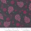 Image of Sitara Paisley Leaf Midnight quilting cotton fabric by Crystal Manning for Moda Fabrics. Features leaves on a blue background. Cute Little Fabric Shop.