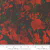 Image of Tranquil Patina Ginkgo Glow Dark Teal quilting cotton fabric by Debbie Maddy for Moda Fabrics. Features leaves on a blue and red background. Cute Little Fabric Shop.