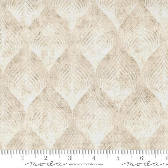 Image of Tranquil Patina Calm Effects Natural quilting cotton fabric by Debbie Maddy for Moda Fabrics. Features leaves on a white background. Cute Little Fabric Shop.