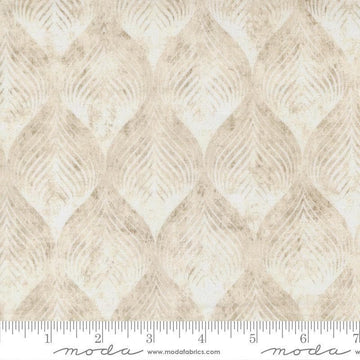 Image of Tranquil Patina Calm Effects Natural quilting cotton fabric by Debbie Maddy for Moda Fabrics. Features leaves on a white background. Cute Little Fabric Shop.