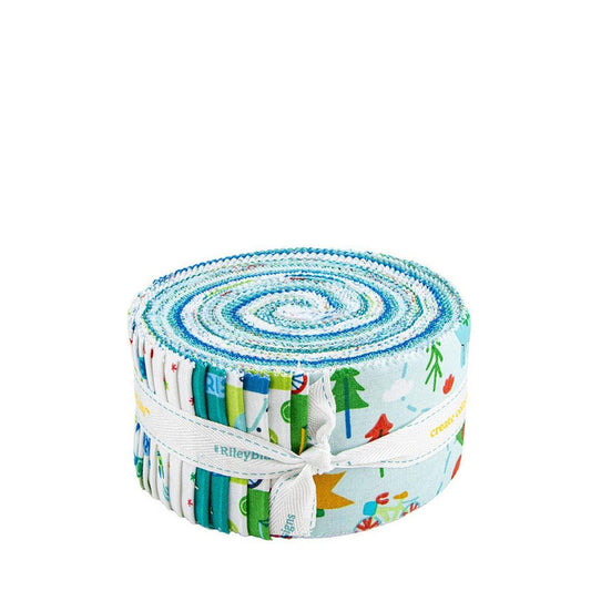 SALE Brave Your Way 2.5" Rolie Polie Baby Boy Fabric - RP-18310-40 - 40-Piece Precut - Riley Blake Quilting Cotton Fabric