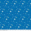 Image of Brave Your Way To the Moon Cobalt quilting cotton fabric by Cayla Naylor for Riley Blake Designs. Features space on a blue background. Cute Little Fabric Shop.
