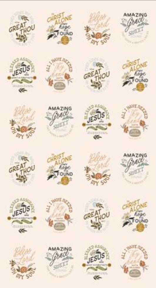 Wellspring Small Panel Eggshell Cream Scripture Fabric - 45679 - Moda Fabrics Quilting Cotton Fabric