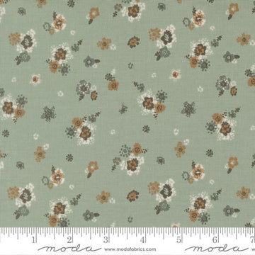 Image of Wellspring Micro Bloom Storm quilting cotton fabric by Fancy That Design House for Moda Fabrics. Features flowers on a blue background. Cute Little Fabric Shop.