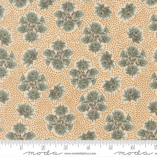 Image of Wellspring Speckled Serenade Storm quilting cotton fabric by Fancy That Design House for Moda Fabrics. Features flowers on a cream background. Cute Little Fabric Shop.
