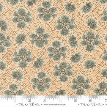 Image of Wellspring Speckled Serenade Storm quilting cotton fabric by Fancy That Design House for Moda Fabrics. Features flowers on a cream background. Cute Little Fabric Shop.