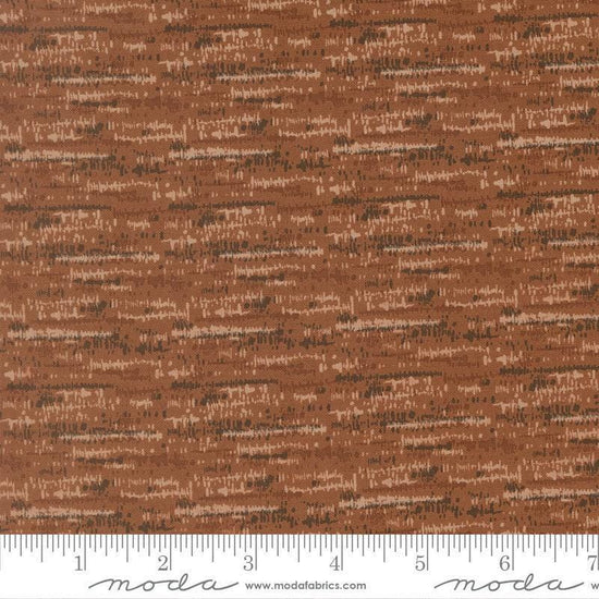 Image of Wellspring Blotted Dark Clay quilting cotton fabric by Fancy That Design House for Moda Fabrics. Features stripes on a brown background. Cute Little Fabric Shop.