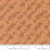 Image of Wellspring Branches Coral Seashell quilting cotton fabric by Fancy That Design House for Moda Fabrics. Features leaves on a brown background. Cute Little Fabric Shop.