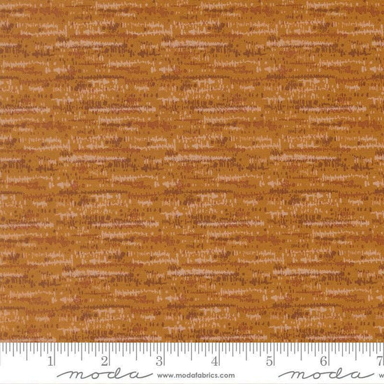 Image of Wellspring Blotted Caramel quilting cotton fabric by Fancy That Design House for Moda Fabrics. Features stripes on a brown background. Cute Little Fabric Shop.