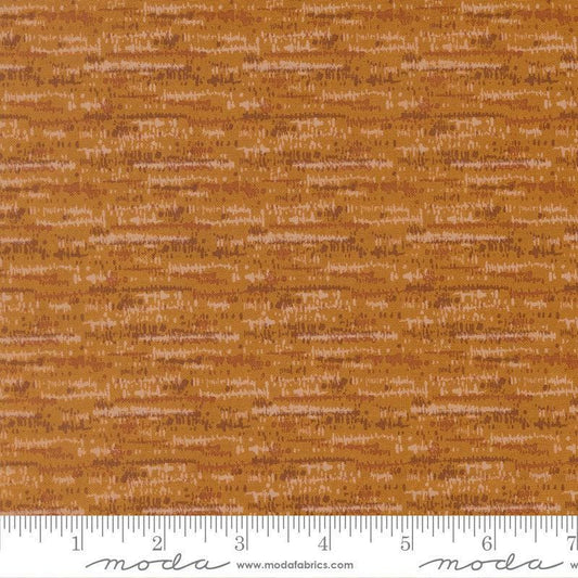 Image of Wellspring Blotted Caramel quilting cotton fabric by Fancy That Design House for Moda Fabrics. Features stripes on a brown background. Cute Little Fabric Shop.