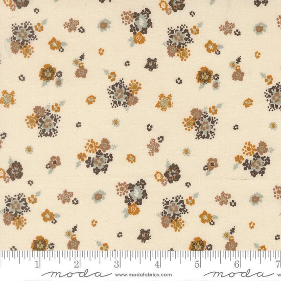 Image of Wellspring Micro Bloom Eggshell quilting cotton fabric by Fancy That Design House for Moda Fabrics. Features flowers on a cream background. Cute Little Fabric Shop.