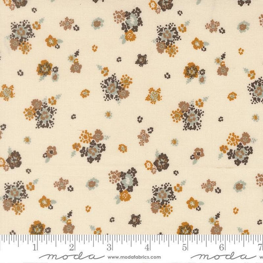 Image of Wellspring Micro Bloom Eggshell quilting cotton fabric by Fancy That Design House for Moda Fabrics. Features flowers on a cream background. Cute Little Fabric Shop.