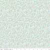 Image of Little Posies Unicorns Aqua quilting cotton fabric by Cayla Naylor for Riley Blake Designs. Features flowers on a blue background. Cute Little Fabric Shop.
