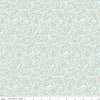 Image of Little Posies Unicorns Aqua quilting cotton fabric by Cayla Naylor for Riley Blake Designs. Features flowers on a blue background. Cute Little Fabric Shop.