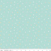 Image of Little Posies Ditsy Teal quilting cotton fabric by Cayla Naylor for Riley Blake Designs. Features stars on a blue background. Cute Little Fabric Shop.