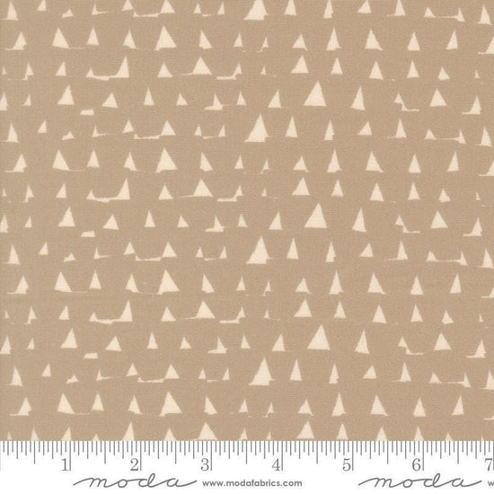 Image of Imprint Blocks Stone quilting cotton fabric by Sewn By Amy Schelle for Moda Fabrics. Features shapes on a brown background. Cute Little Fabric Shop.