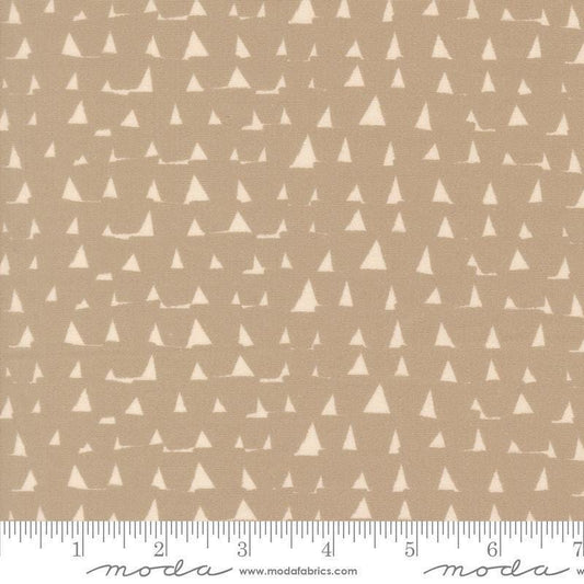 Image of Imprint Blocks Stone quilting cotton fabric by Sewn By Amy Schelle for Moda Fabrics. Features shapes on a brown background. Cute Little Fabric Shop.