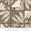 Image of Imprint Painted Tiles Iron quilting cotton fabric by Sewn By Amy Schelle for Moda Fabrics. Features flowers and leaves on a brown background. Cute Little Fabric Shop.