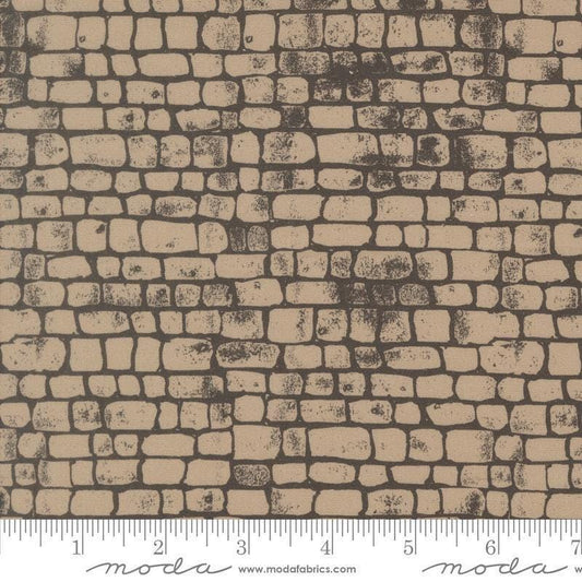 Image of Imprint Pathway Stone quilting cotton fabric by Sewn By Amy Schelle for Moda Fabrics. Features squares on a brown background. Cute Little Fabric Shop.