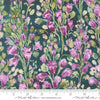 Image of Fleur The Love Cherish Dark Teal quilting cotton fabric by Create Joy Project for Moda Fabrics. Features flowers on a blue background. Cute Little Fabric Shop.