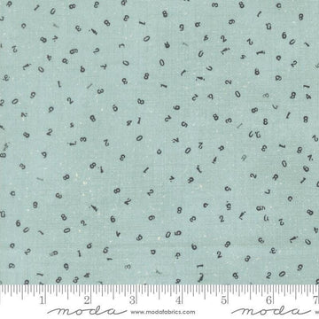 Image of Data Chaos Babbage quilting cotton fabric by Janet Clare for Moda Fabrics. Features numbers on a blue background. Cute Little Fabric Shop.