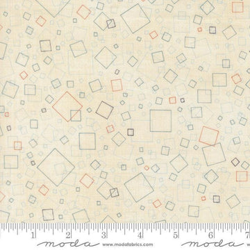 Image of Data Squares Lovelace quilting cotton fabric by Janet Clare for Moda Fabrics. Features squares on a cream background. Cute Little Fabric Shop.