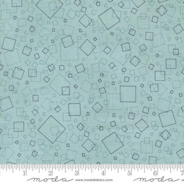 Image of Data Squares Babbage quilting cotton fabric by Janet Clare for Moda Fabrics. Features squares on a blue background. Cute Little Fabric Shop.