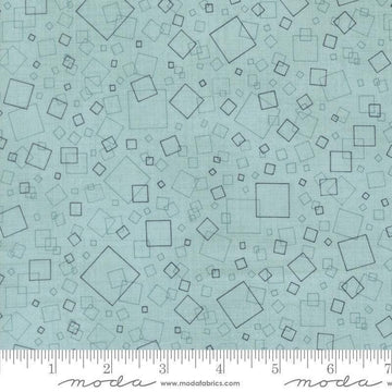 Image of Data Squares Babbage quilting cotton fabric by Janet Clare for Moda Fabrics. Features squares on a blue background. Cute Little Fabric Shop.