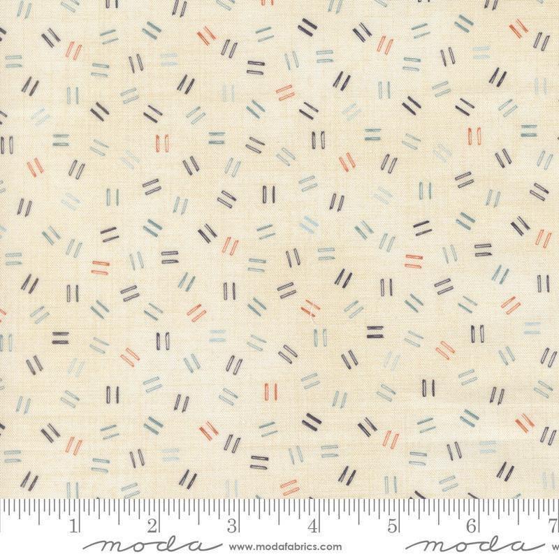Image of Data Equals Lovelace quilting cotton fabric by Janet Clare for Moda Fabrics. Features lines on a cream background. Cute Little Fabric Shop.