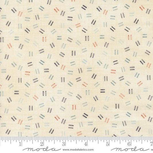 Image of Data Equals Lovelace quilting cotton fabric by Janet Clare for Moda Fabrics. Features lines on a cream background. Cute Little Fabric Shop.