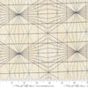 Image of Data String Theory Lovelace quilting cotton fabric by Janet Clare for Moda Fabrics. Features a geometric pattern on a cream background. Cute Little Fabric Shop.