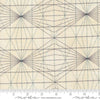 Image of Data String Theory Lovelace quilting cotton fabric by Janet Clare for Moda Fabrics. Features a geometric pattern on a cream background. Cute Little Fabric Shop.