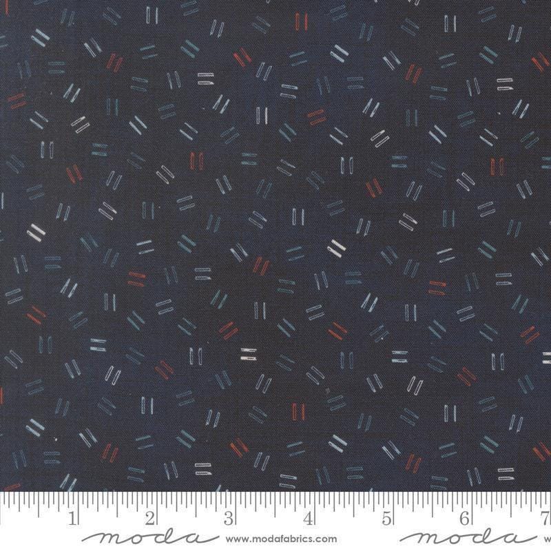Image of Data Equals Hawking quilting cotton fabric by Janet Clare for Moda Fabrics. Features lines on a blue background. Cute Little Fabric Shop.