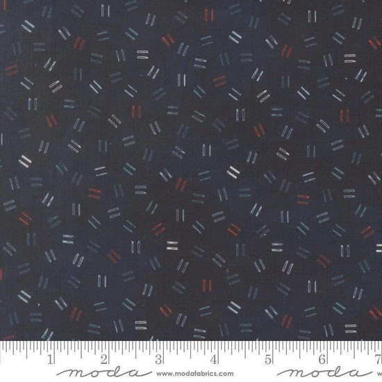 Image of Data Equals Hawking quilting cotton fabric by Janet Clare for Moda Fabrics. Features lines on a blue background. Cute Little Fabric Shop.