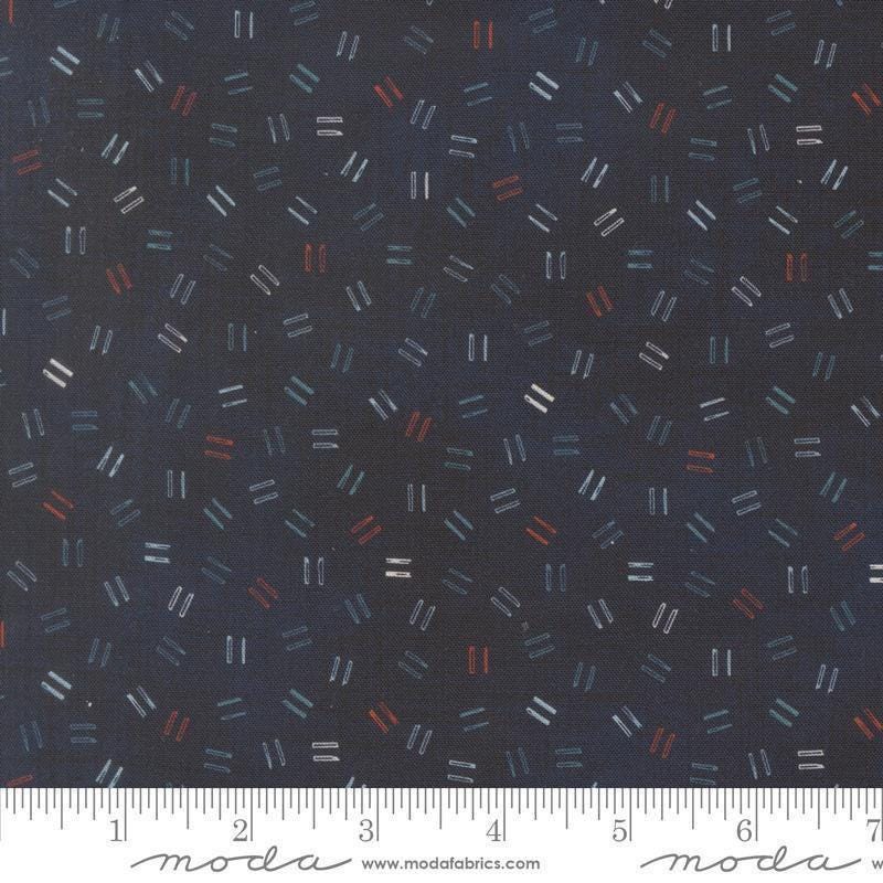 Image of Data Equals Hawking quilting cotton fabric by Janet Clare for Moda Fabrics. Features lines on a blue background. Cute Little Fabric Shop.