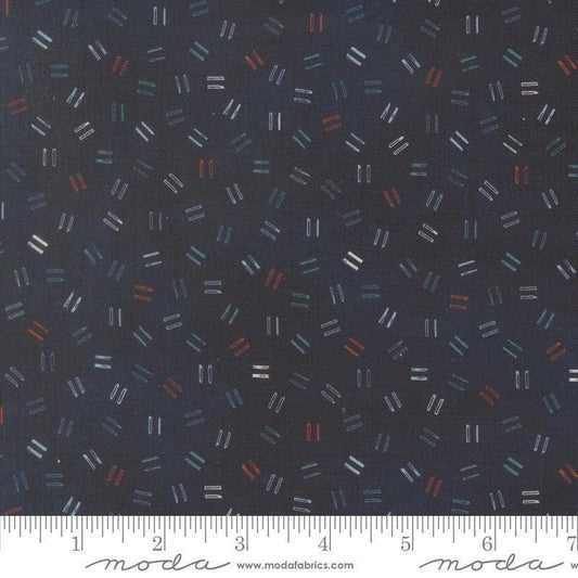 Image of Data Equals Hawking quilting cotton fabric by Janet Clare for Moda Fabrics. Features lines on a blue background. Cute Little Fabric Shop.