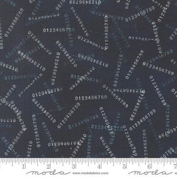 Image of Data Digits Hawking quilting cotton fabric by Janet Clare for Moda Fabrics. Features numbers on a blue background. Cute Little Fabric Shop.