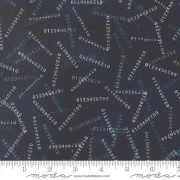 Image of Data Digits Hawking quilting cotton fabric by Janet Clare for Moda Fabrics. Features numbers on a blue background. Cute Little Fabric Shop.