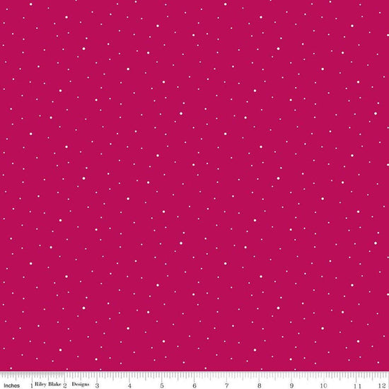 Image of Dapple Dot Magenta quilting cotton fabric by The RBD Designers for Riley Blake Designs. Features polka dots on a pink background. Cute Little Fabric Shop.