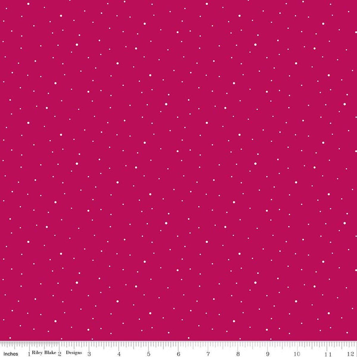 Image of Dapple Dot Magenta quilting cotton fabric by The RBD Designers for Riley Blake Designs. Features polka dots on a pink background. Cute Little Fabric Shop.