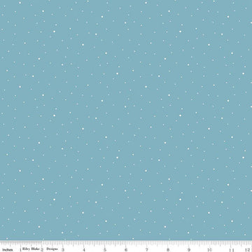 Image of Dapple Dot Cornflower quilting cotton fabric by The RBD Designers for Riley Blake Designs. Features polka dots on a blue background. Cute Little Fabric Shop.