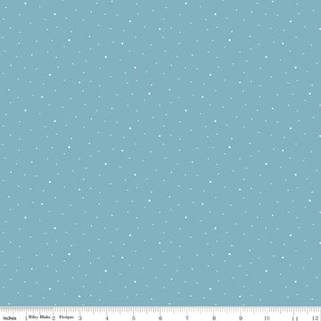 Image of Dapple Dot Cornflower quilting cotton fabric by The RBD Designers for Riley Blake Designs. Features polka dots on a blue background. Cute Little Fabric Shop.