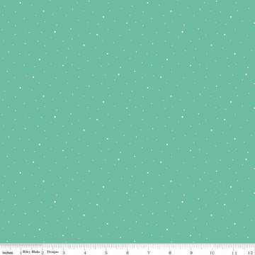 Image of Dapple Dot Leaf quilting cotton fabric by The RBD Designers for Riley Blake Designs. Features polka dots on a green background. Cute Little Fabric Shop.