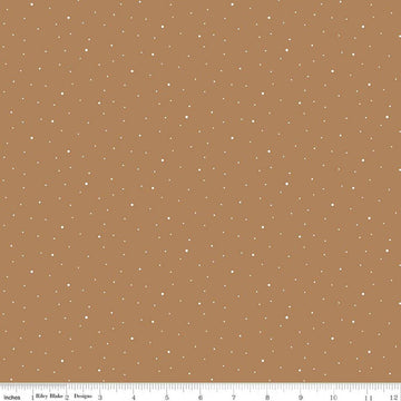 Image of Dapple Dot Maple quilting cotton fabric by The RBD Designers for Riley Blake Designs. Features polka dots on a brown background. Cute Little Fabric Shop.