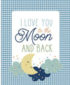 SALE Flannel Love You to the Moon Panel Blue Baby Shower Fabric - FP18277 - Riley Blake FLANNEL Cotton Fabric
