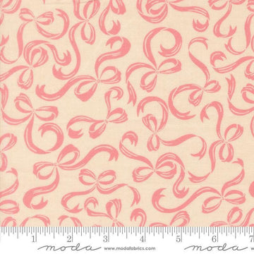 Image of Je Taime Tie a Bow Lace quilting cotton fabric by Stacy Iest Hsu for Moda Fabrics. Features bows on a cream background. Cute Little Fabric Shop.